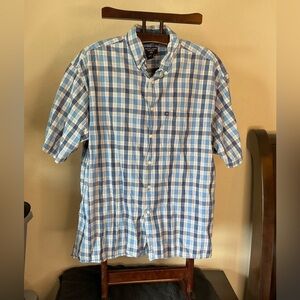 Ralph Lauren Blue and White Checkered Men's Shirt size XL
